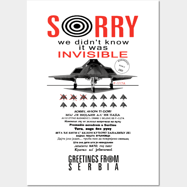 Sorry We Didn't Know It Was Invisible - Historical, F-117A Nighthawk, Propaganda, Stealth Jet Wall Art by SpaceDogLaika